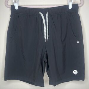 Vuori Black Athletic Drawstring Shorts with White Cord